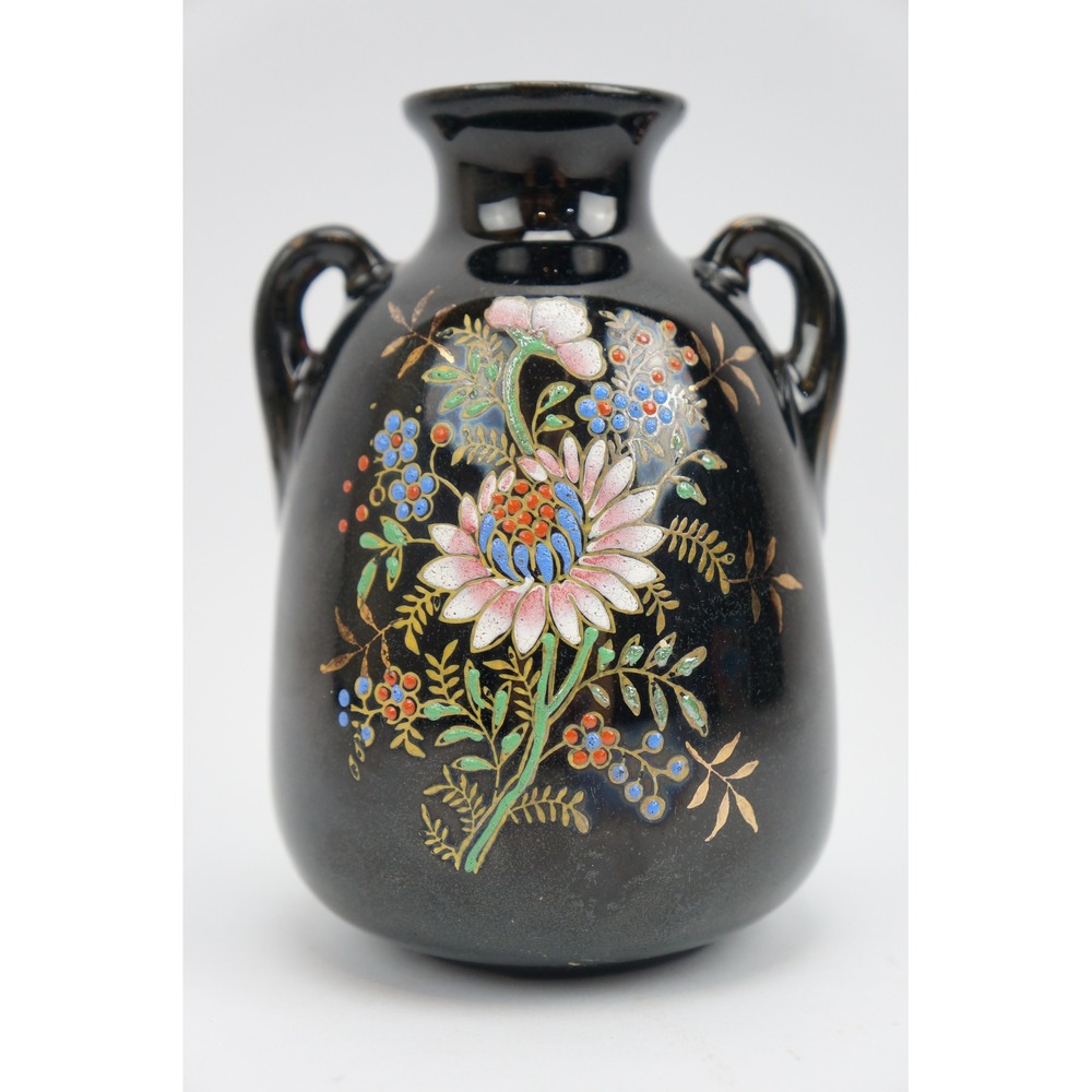 Vintage Hand Painted Japan Bud Vase Tashiro Shoten Ceramic Double Handle VGC